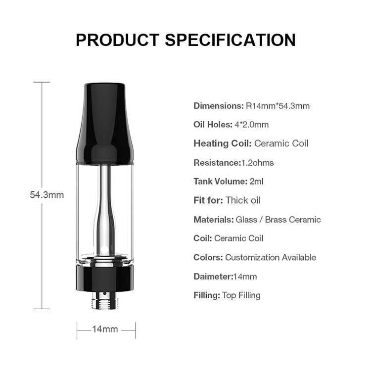 Titan V2 Empty 2ml Vape Cartridge Specs
