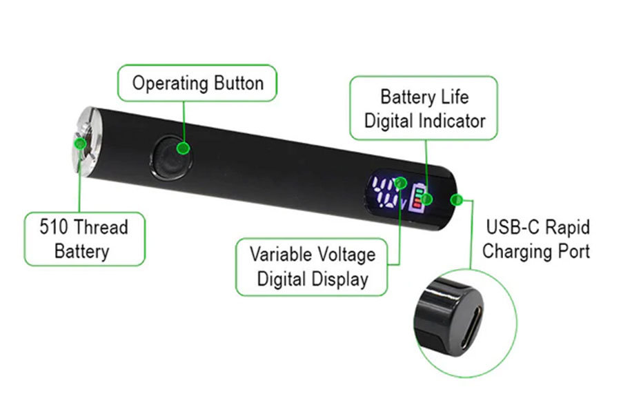 digital 510 thread battery features