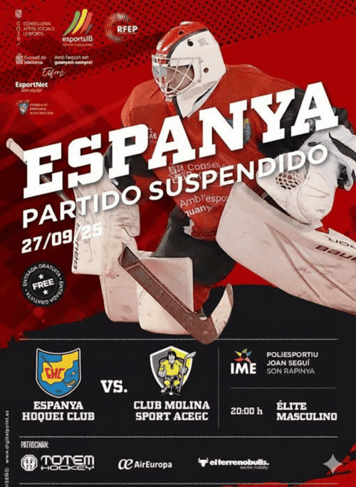Elite: Partido entre Espanya Hoquei Club y Molina Sport suspendido