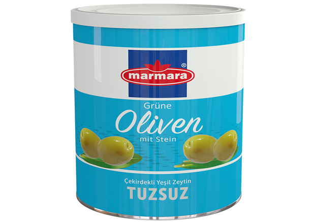 Marmara Grüne Oliven (Salzarm) - Yesil Zeytin Cekirdekli Tuzsuz 400g