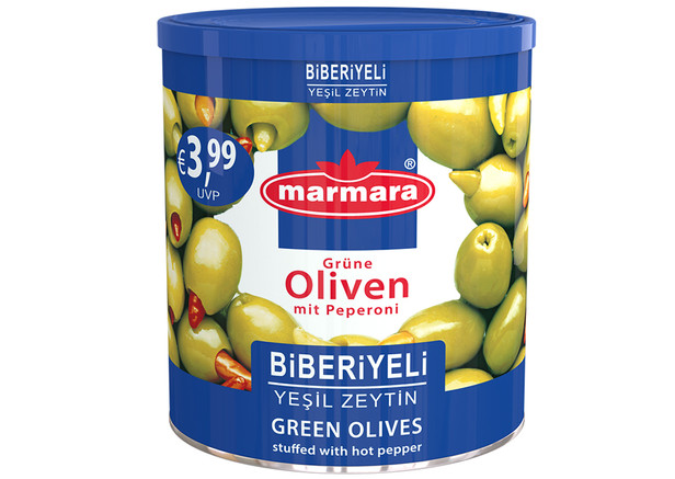 Marmara Grüne Oliven (Mit Scharfer Peperoni) - Yesil Zeytin Biberiyeli 400g