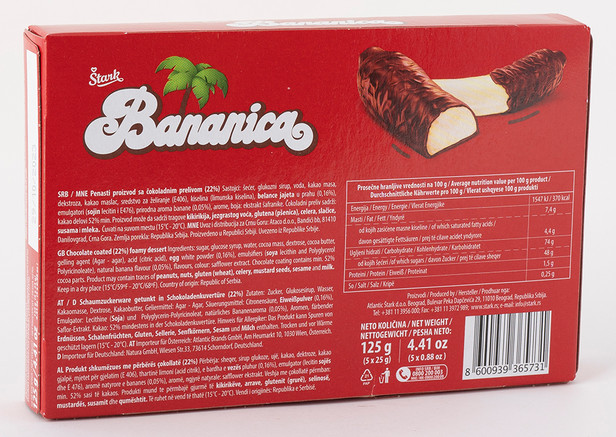 Stark Bananica Mit Schokolade Überzogene Banane- Çikolata Kaplı Muz 5x25gr