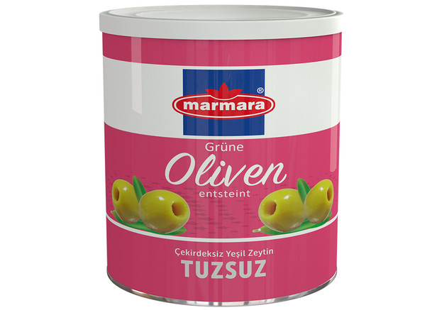 Marmara Grüne Oliven (Salzarm & Entsteint) - Yesil Zeytin Cekirdeksiz Tuzsuz 400g