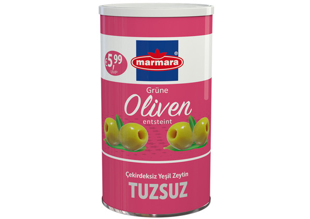 Marmara Grüne Oliven (Salzarm & Entsteint) - Yesil Zeytin Cekirdeksiz Tuzsuz 670g