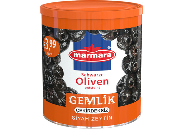 Marmara Schwarze Oliven Gemlik (Entsteint) - Siyah Zeytin Cekirdeksiz 400g