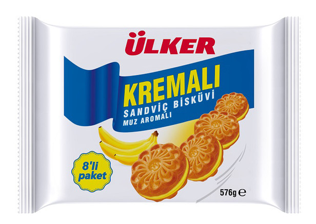 Ülker Kremali Kekse mit Bananengeschmack - Sandvic Bisküvi Muz Aromali 576g