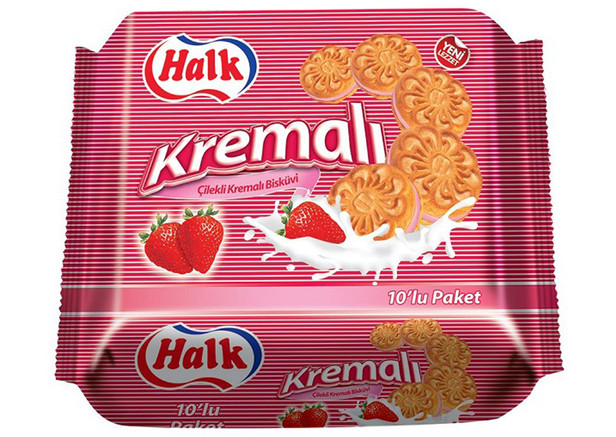 Halk Kremali Cilek Aromali Bisküvi 500g (10x50g)