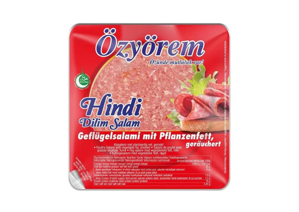 Özyörem Geflügelsalami mit Pflanzetfett in Scheiben Hindi Dilim Salam 150g