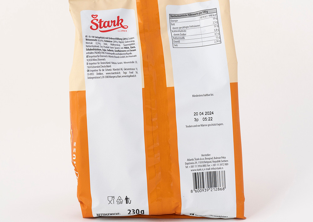 Prima XXL Erdnuss - %28 Fıstık Dolgulu Çubuk Kraker 230gr