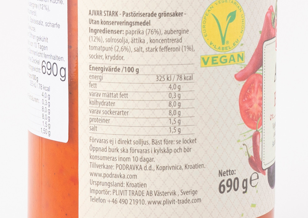 Podravka Ajvar Hot - Acı Ayvar Sos 690gr