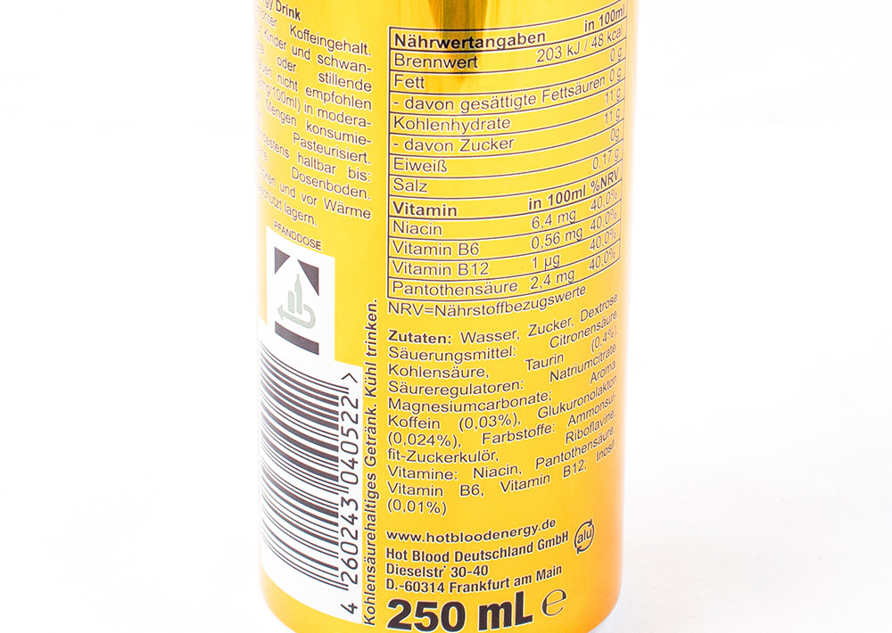 Hot Blood Energy Drink Classic Gold 250ml