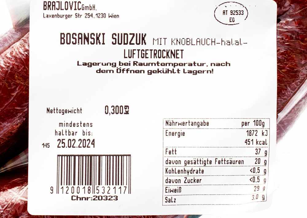 Brajlovic Sudzuk s Bijelim Lukom- Sucuk 300g