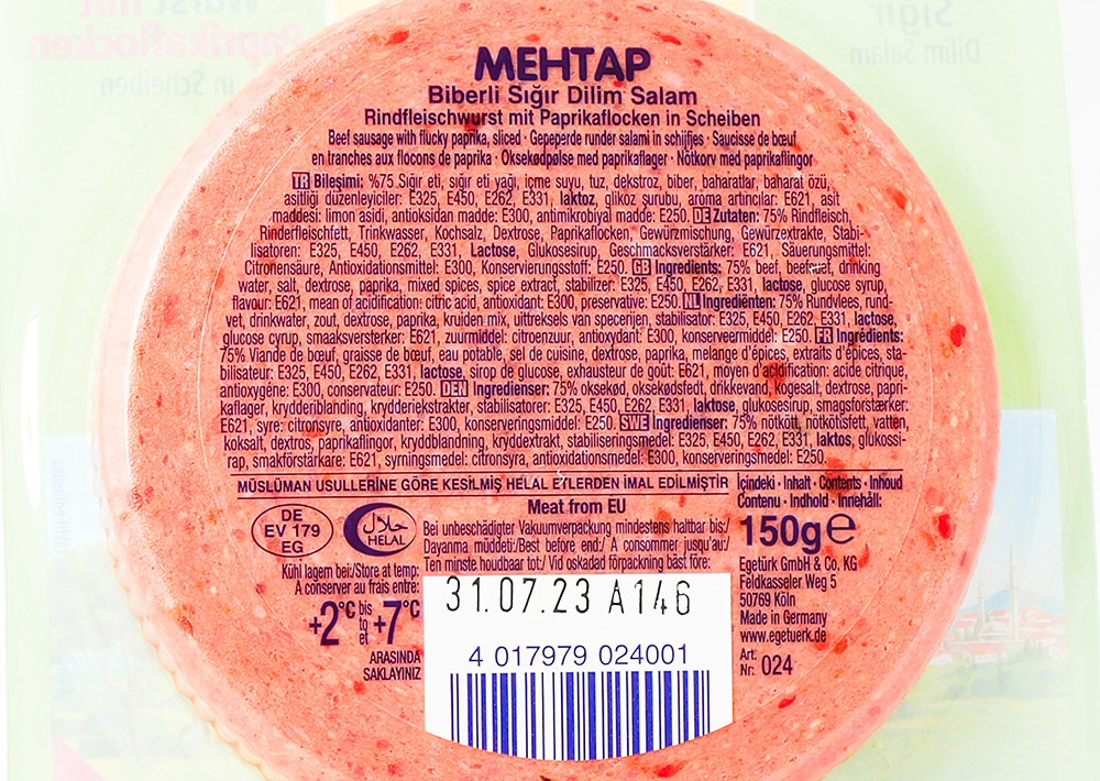 Egetürk Mehtap Rinderfleischwurst mit Paprika - Sigir Biberli Dilim 200g