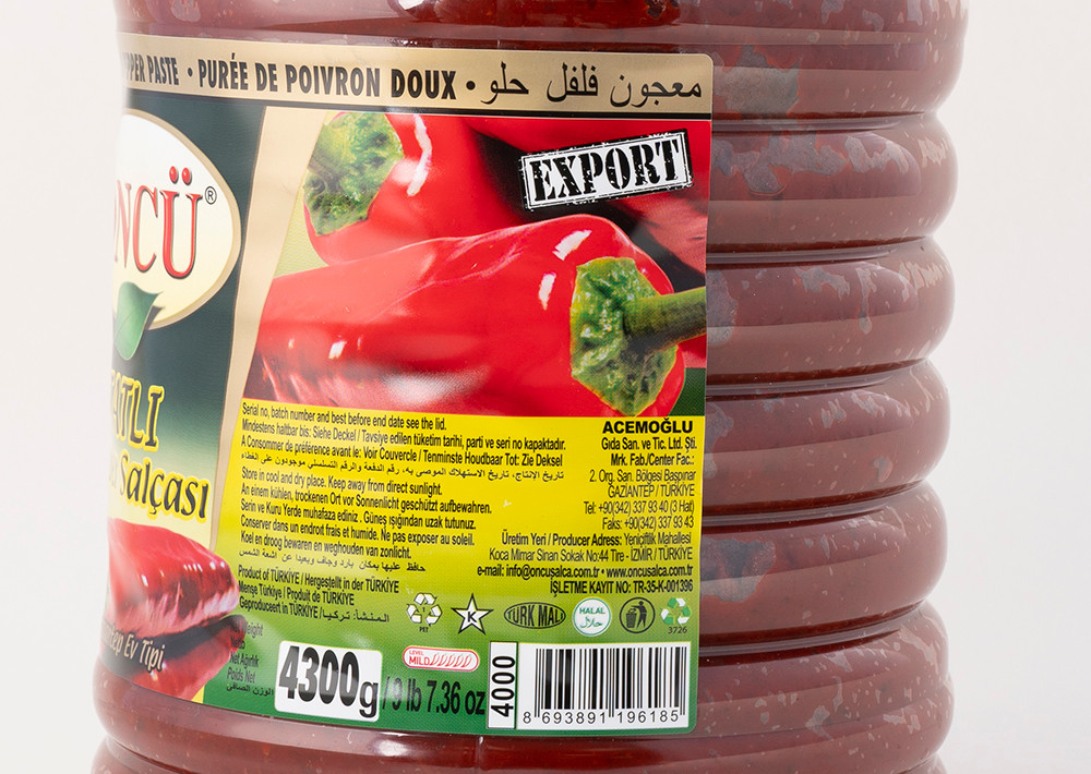 Öncü Paprikamark - Biber Salcasi Tatli Gaziantep Ev Tipi 4300g