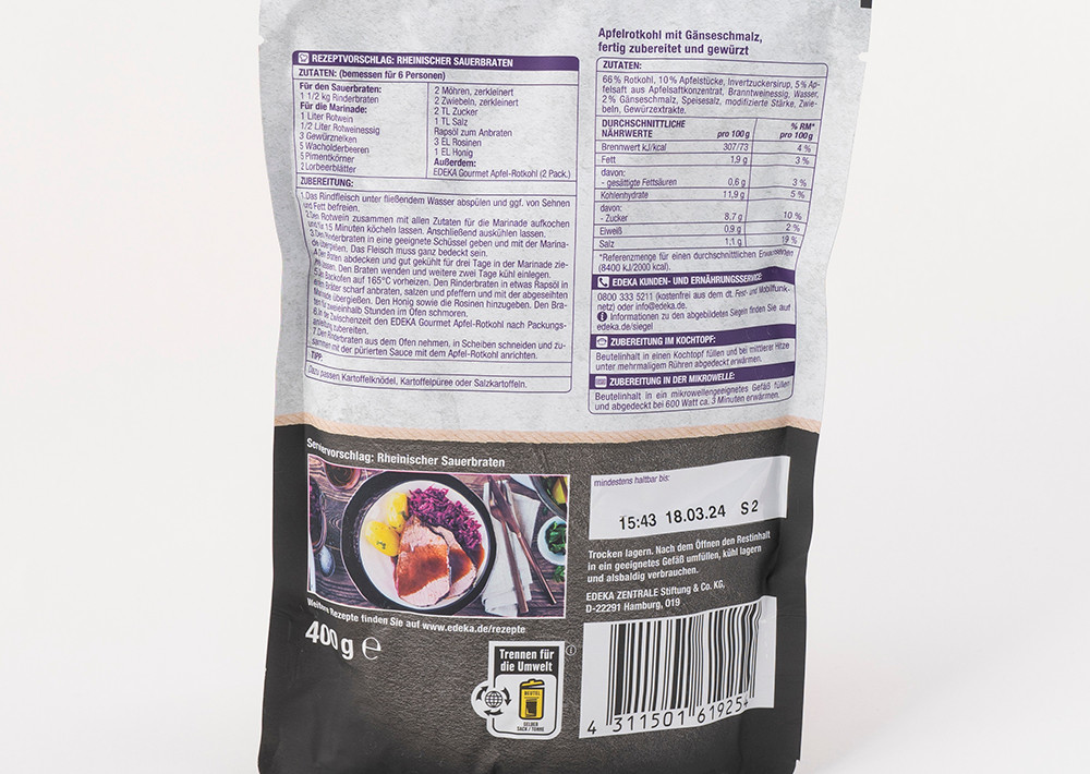 EDEKA Gourmet Apfel - Rotkohl - Elma-Kırmızı Lahana 400gr
