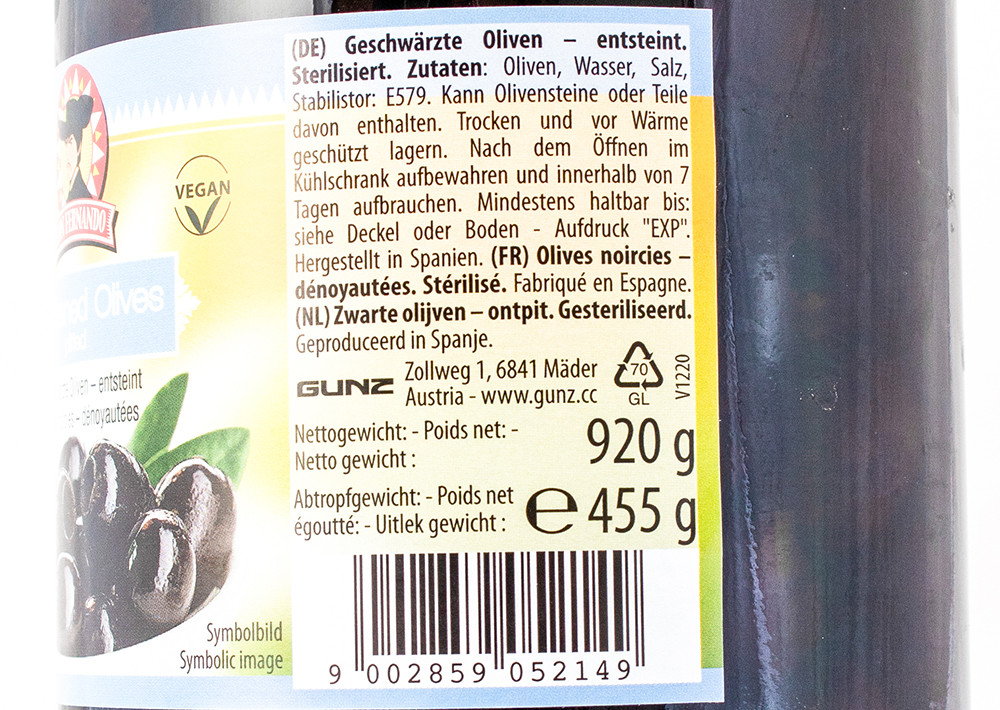 Don Fernando Geschwärzte Oliven - entsteint. Siyah Zeytin 455g