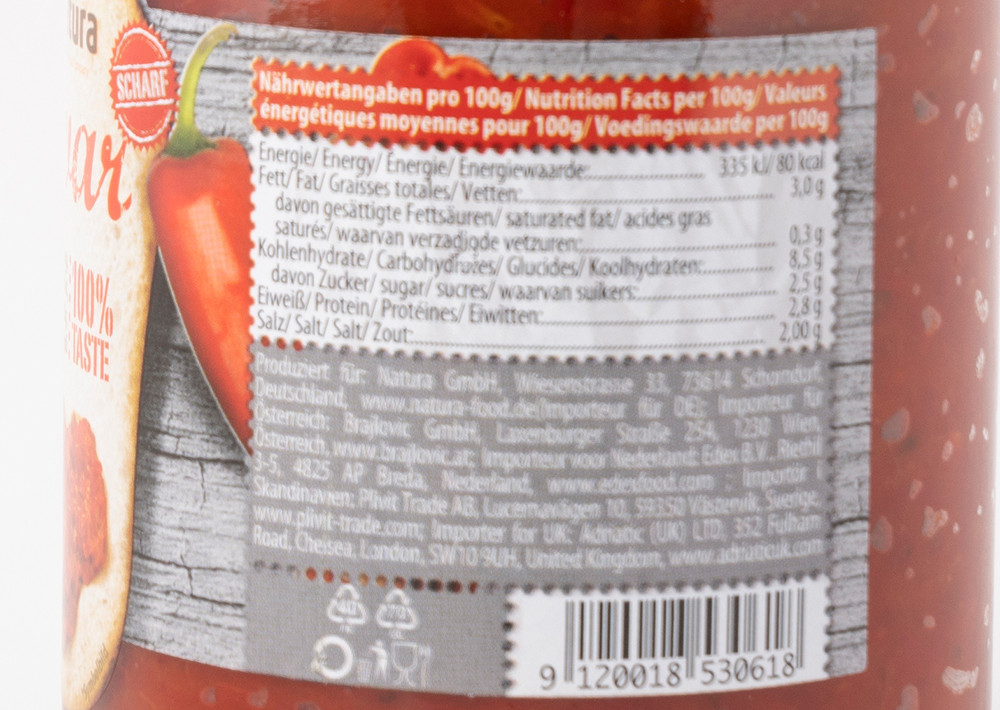 Natura Ajvar Scharf - Ayvar Acı 690gr