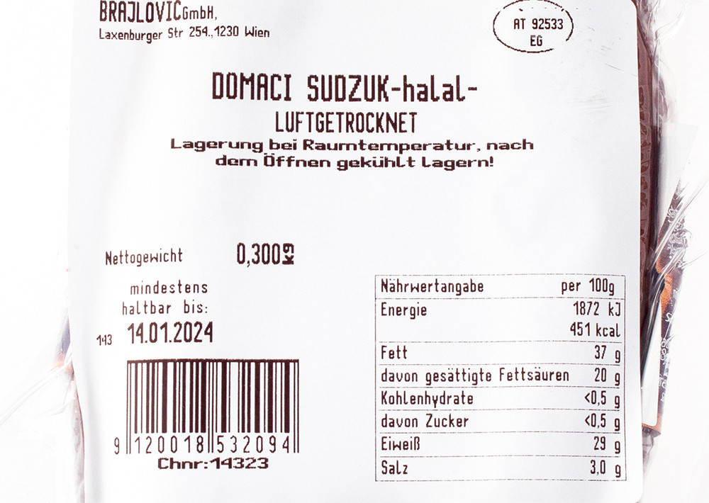 Brajlovic Domaci Sudzuk - Sucuk - Knoblauchwurst 300g