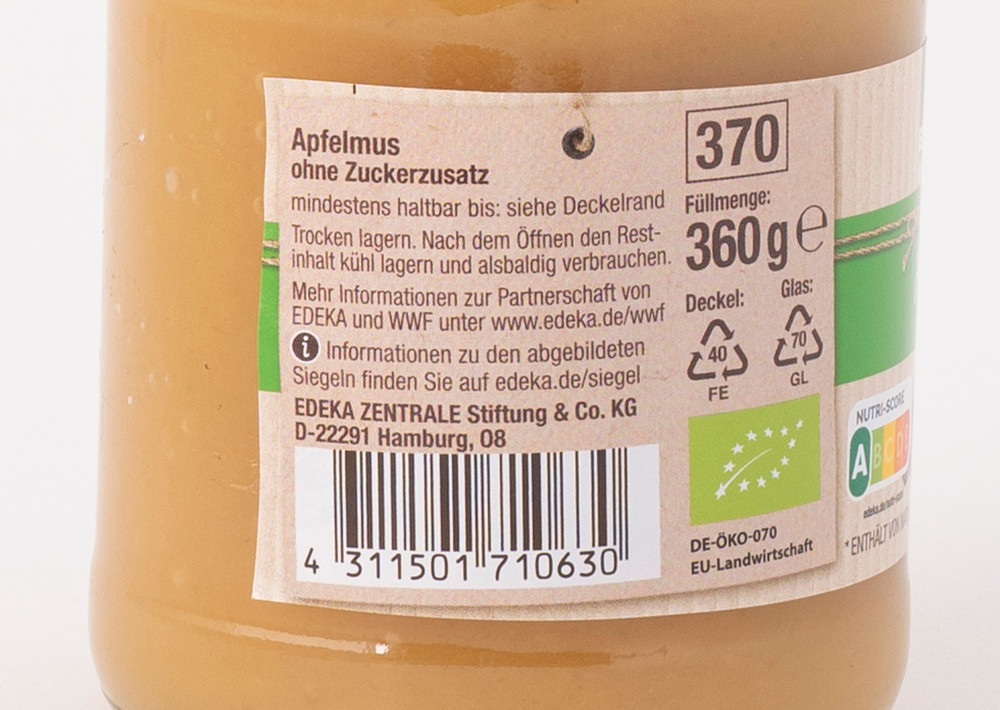 EDEKA Bio Apfelmus - Elma Püresi 360gr