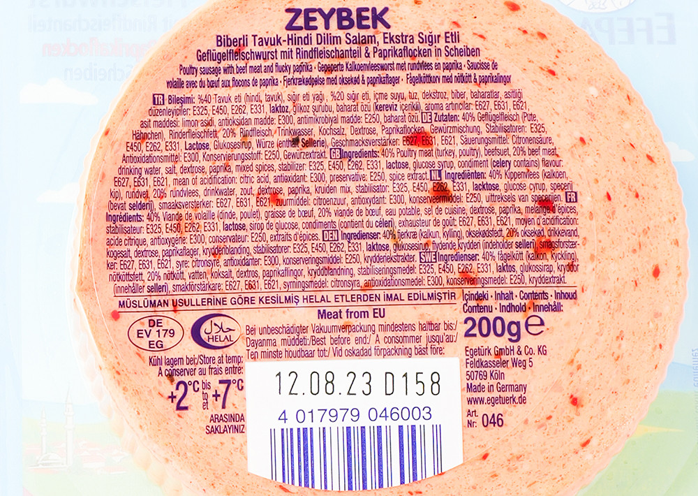 Efepasa Zeybek Geflügelfleischwurst - Biberli Tavuk-Hindi Dilim Salam 200g