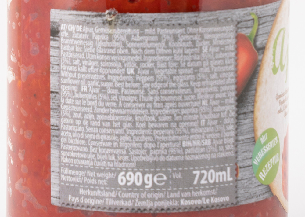 Natura Ajvar Mild - Ayvar Orta Acı 690gr