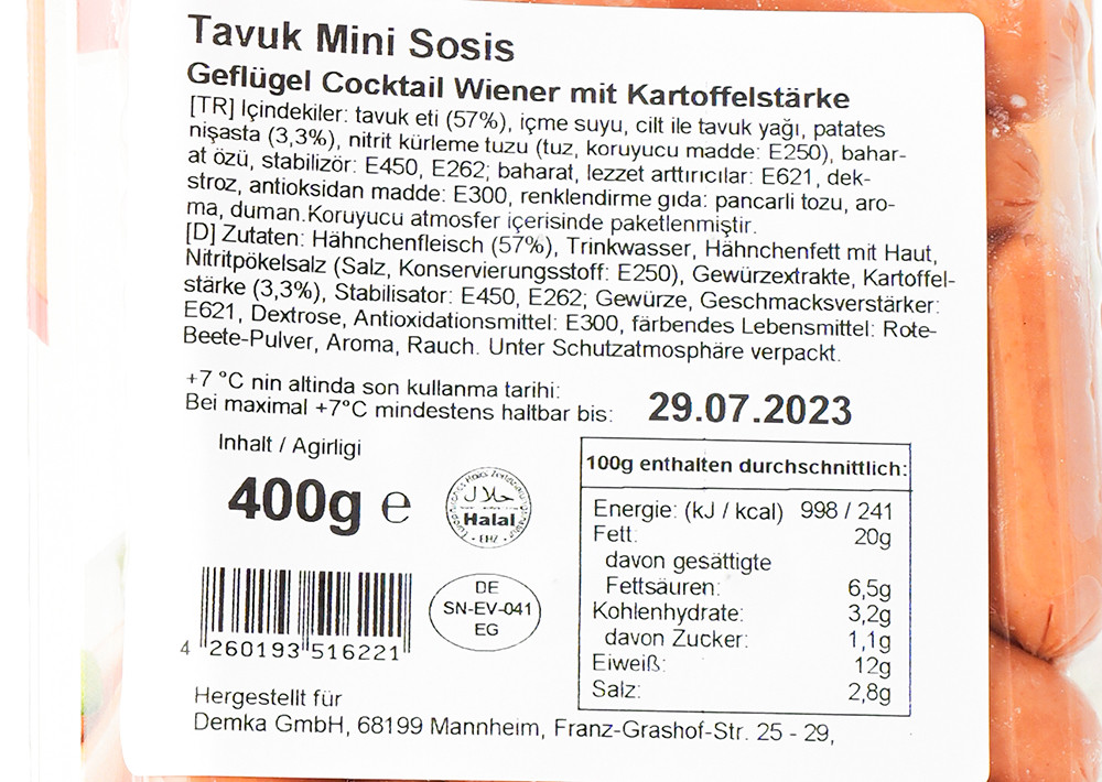 Özyörem Mini Geflügelwurst - Mini Tavuk Sosis 400g