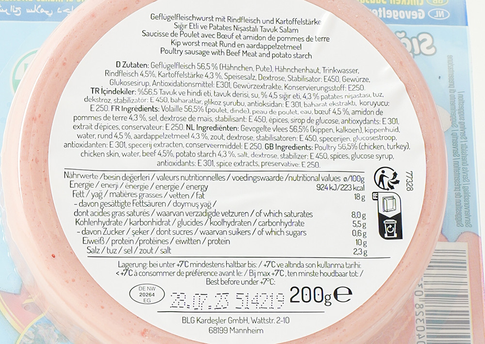 Suntat Geflügelfleischwurst m. Rindfleisch - Tavuk Dilim Sigir Etli 200g