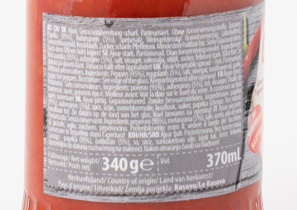 Natura Ajvar Scharf - Ayvar Acı 340gr