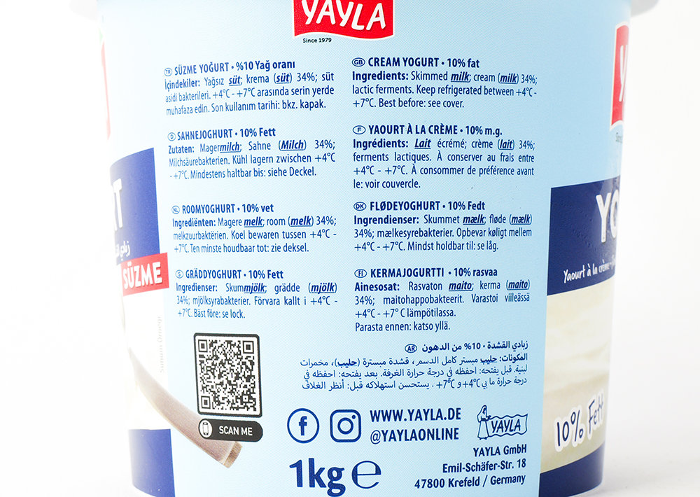 Yayla Sahne Joghurt 10% Fett - Süzme Yogurt 1 Kg