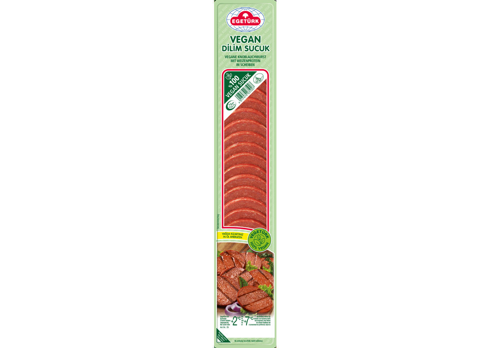 Vegane Knoblauchwurst, in Scheiben - Egetürk Vegan Dilim Sucuk