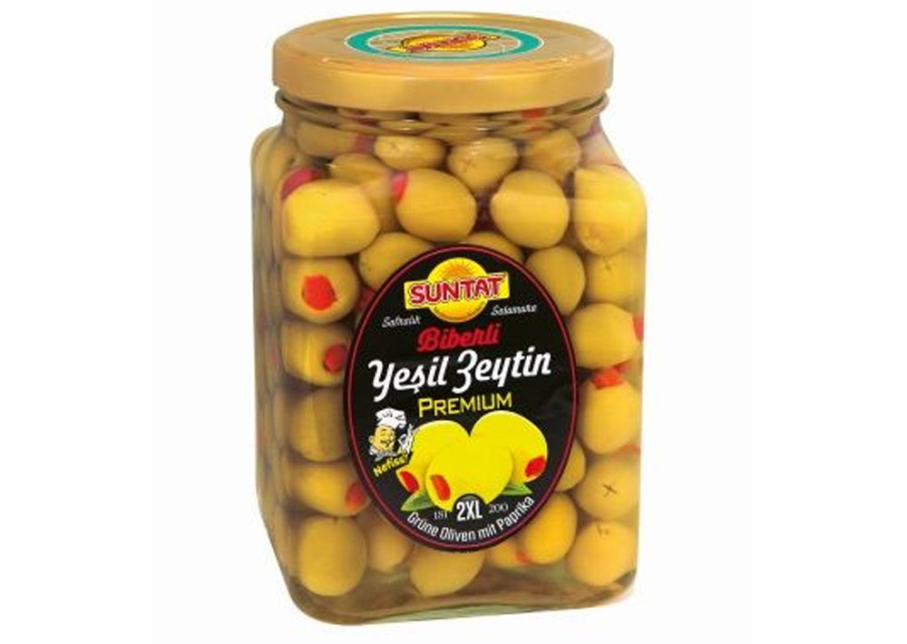 Suntat Premium Gr. Oliven m. Paprika - Premium Biberli Yesil Zeytin 1500g