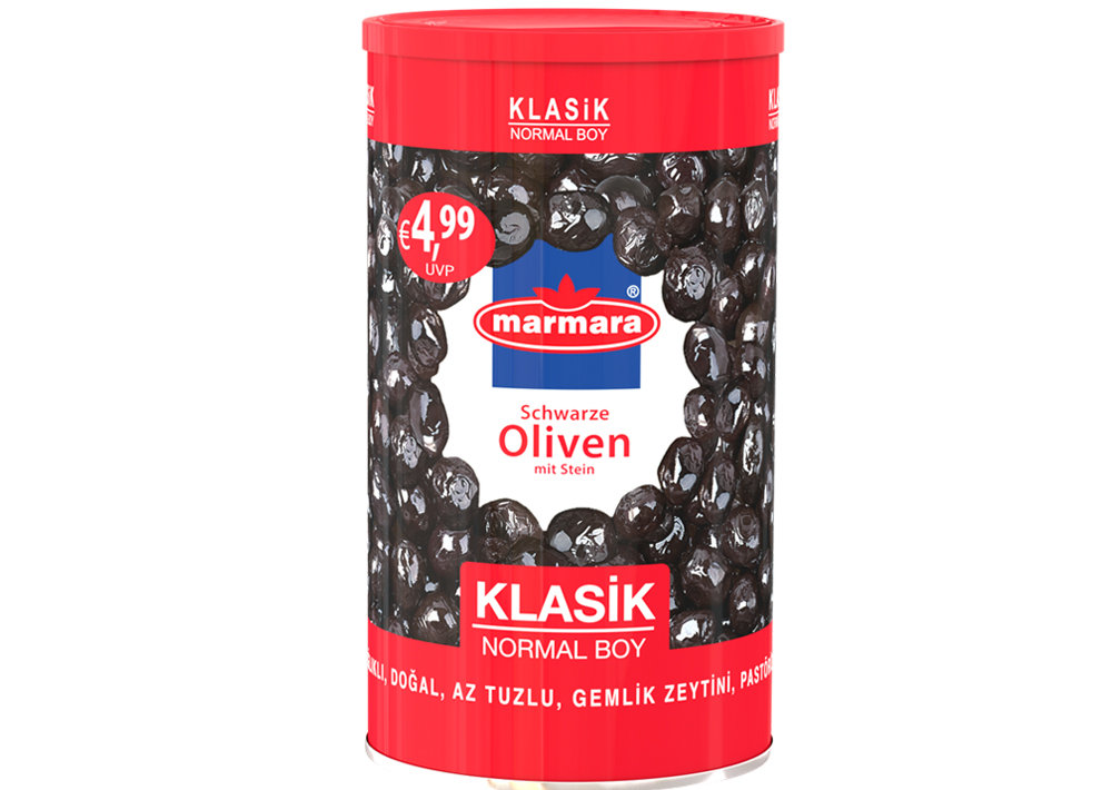 Marmara Klasik Gemlik Schwarze Oliven - Siyah Zeytin Az Tuzlu Normal Boy 800g