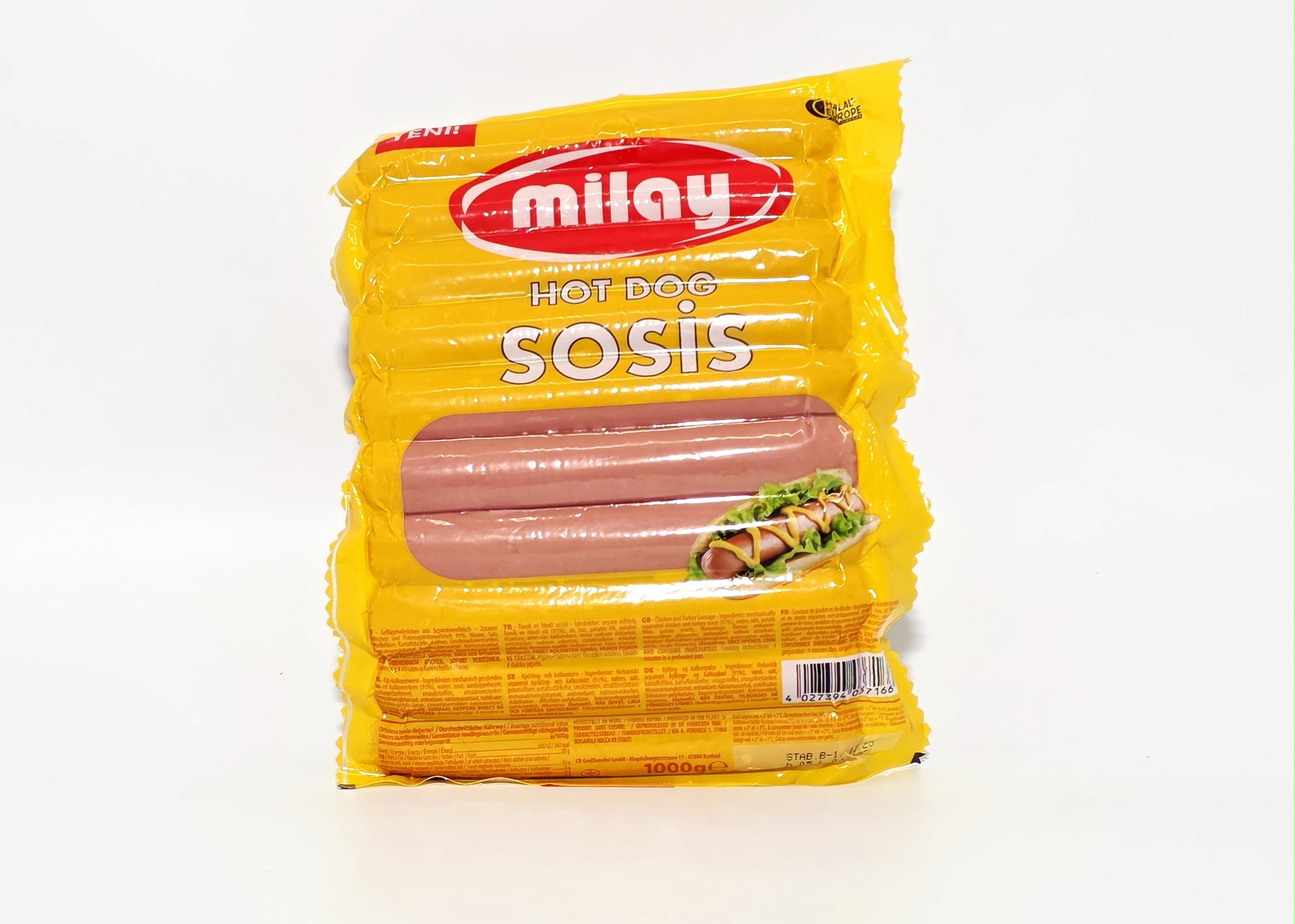 Milay Geflügel Hot Dog Würstchen - Tavuk ve Hindi Hot Dog Sosis 1000g
