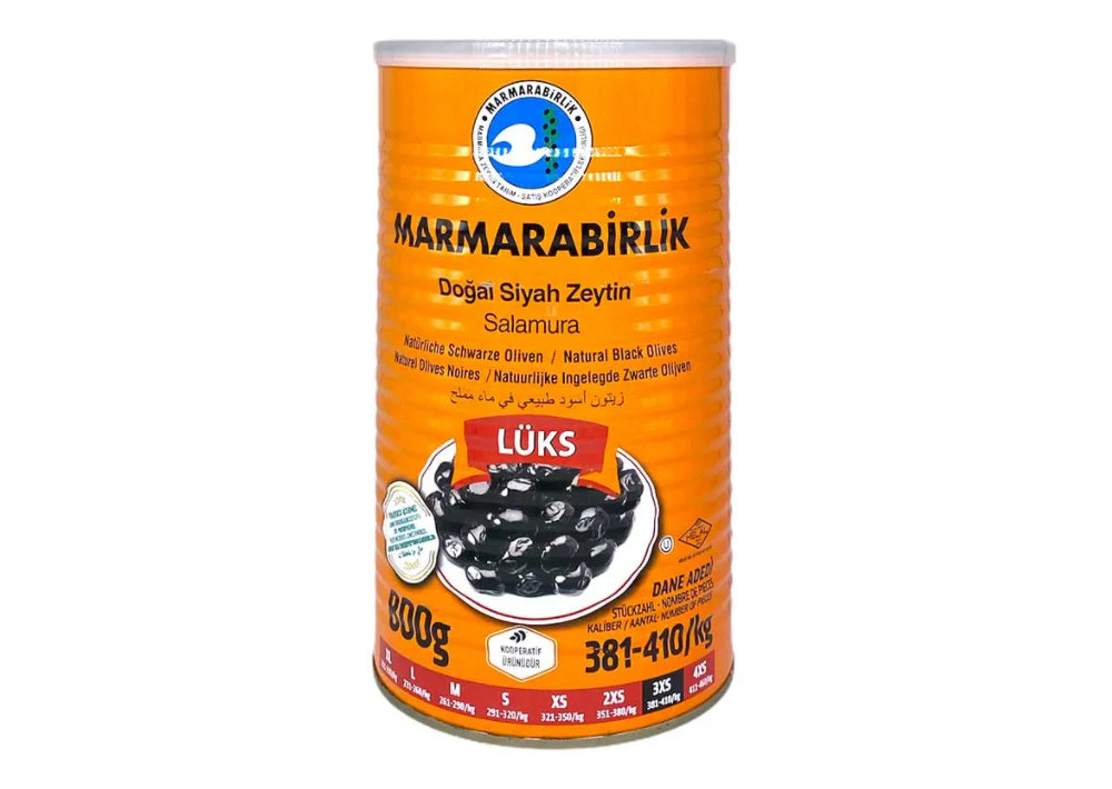 Marmarabirlik 3XS Lüx - Schwarze Oliven mit Kern 800g