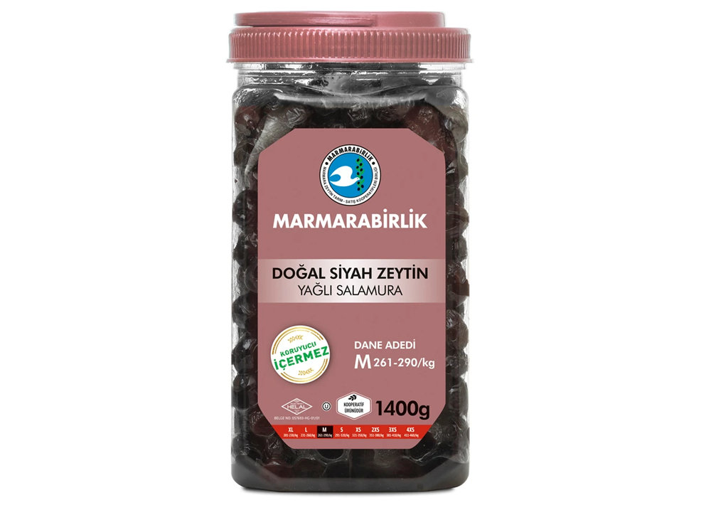 Marmarabirlik Schwarze Oliven M - Salamura Siyah Zeytin M 1400g