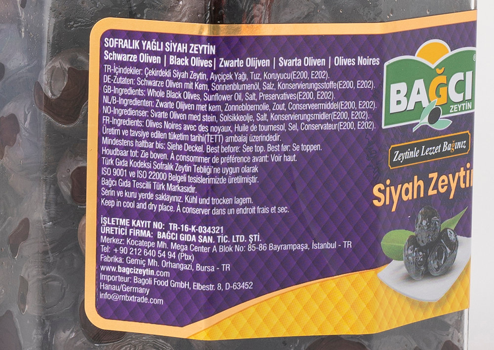 Bağcı Schwarze Oliven -  Bagci Siyah Zeytin 900gr