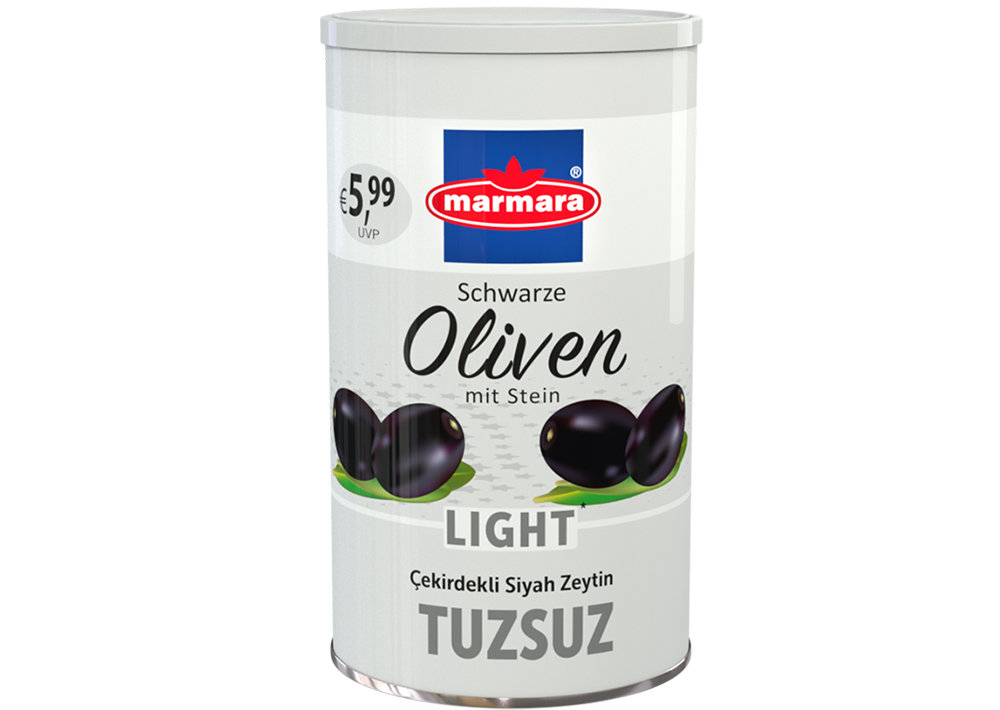 Marmara Schwarze Oliven (Salzarm) Light - Siyah Zeytin Tuzsuz 750g