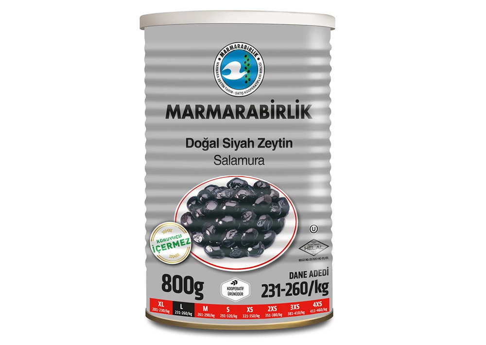 Marmarabirlik Schwarze Oliven L - Salamura Siyah Zeytin L 800g