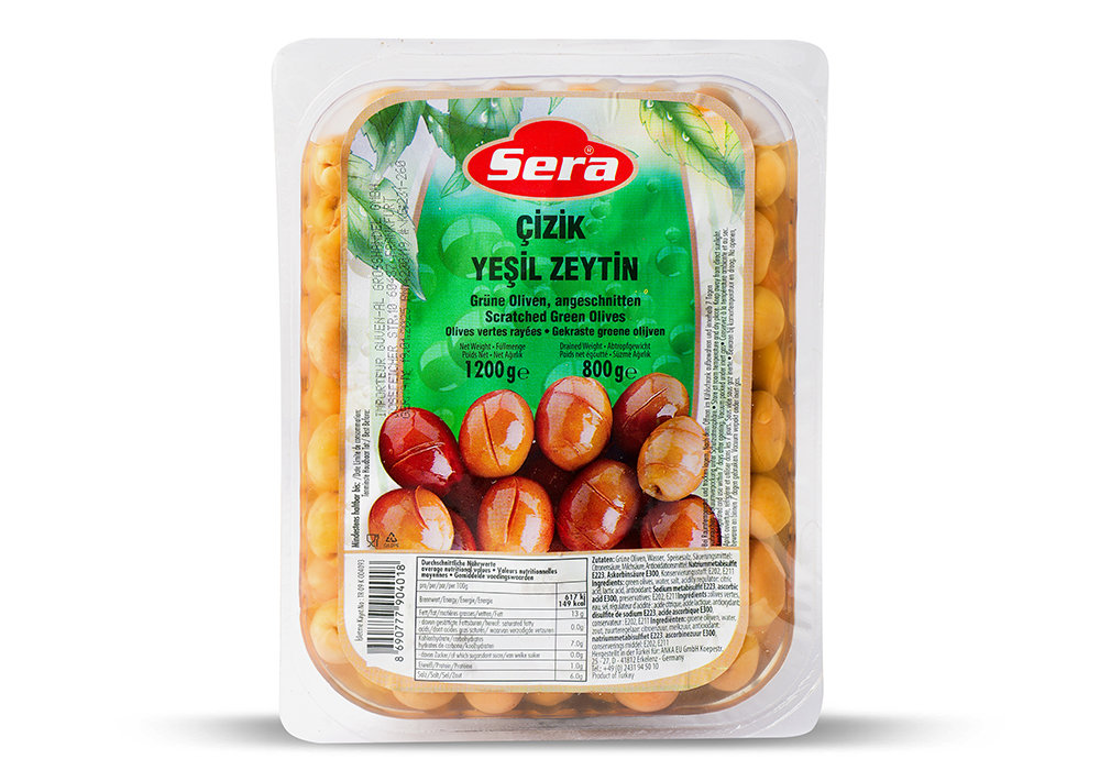 Sera Çizik Yeşil Zeytin - Grüne Oliven. Angeschnitten 800 g
