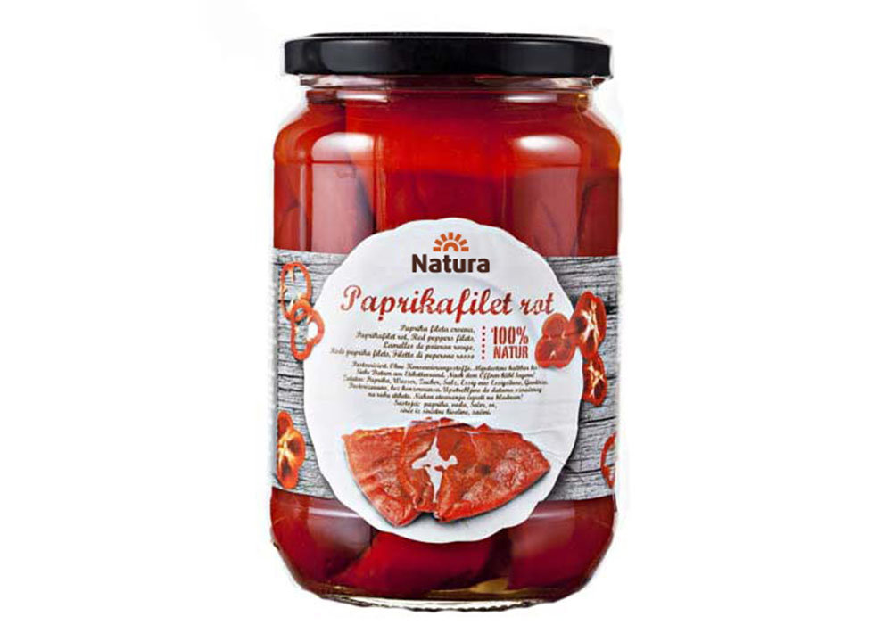 Natura Paprikafilet Rot - Kırmızı Biber Turşusu 700g