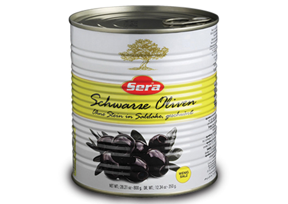 Sera Schwarze Oliven ohne Stein Wenig Gesalzen - Az Tuzlu Çekirdeksiz Siyah Zeytin 350g