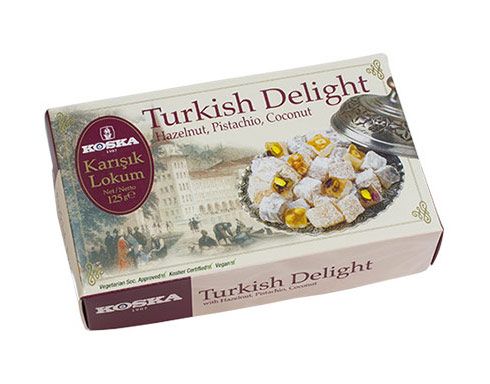 Koska Karışık Lokum - Mixed Turkish Delight (Kokosnuss, Haselnuss, Pistazien) 125g