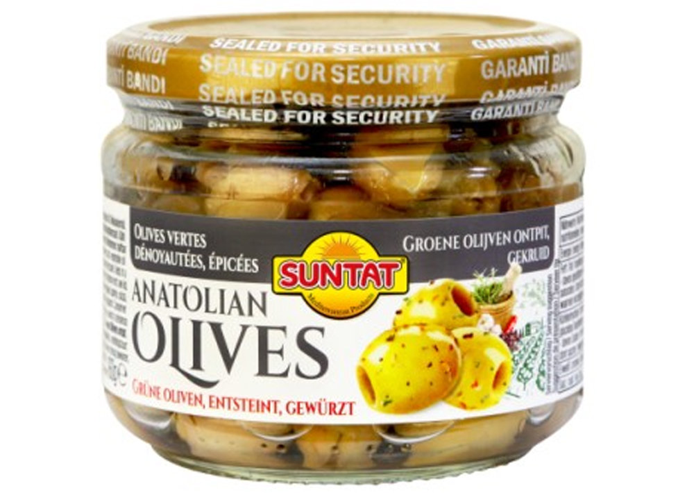 Suntat Grüne Oliven entsteint, gewürzt - Cekirdeksiz bah. Yesil Zeytin 300ml