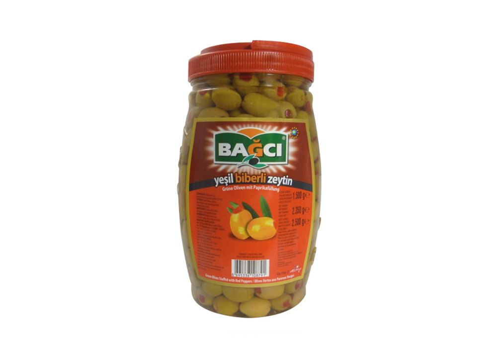Bağcı Grüne Oliven mit Paprikafüllung - Bagci Biberli Yeşil Zeytin 1500gr