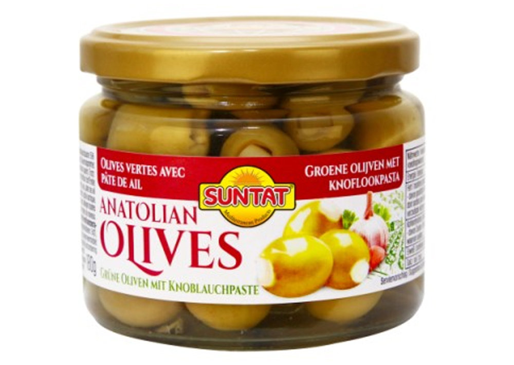 Suntat Grüne Oliven m. Knoblauchpaste - Sarimsakli Yesil Zeytin 300ml