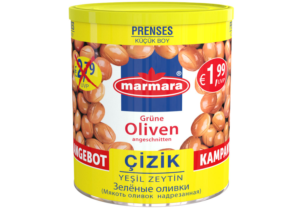 Marmara Prenses Grüne Oliven Angeschnitten - Yeşil Zeytin Çizik 400gr