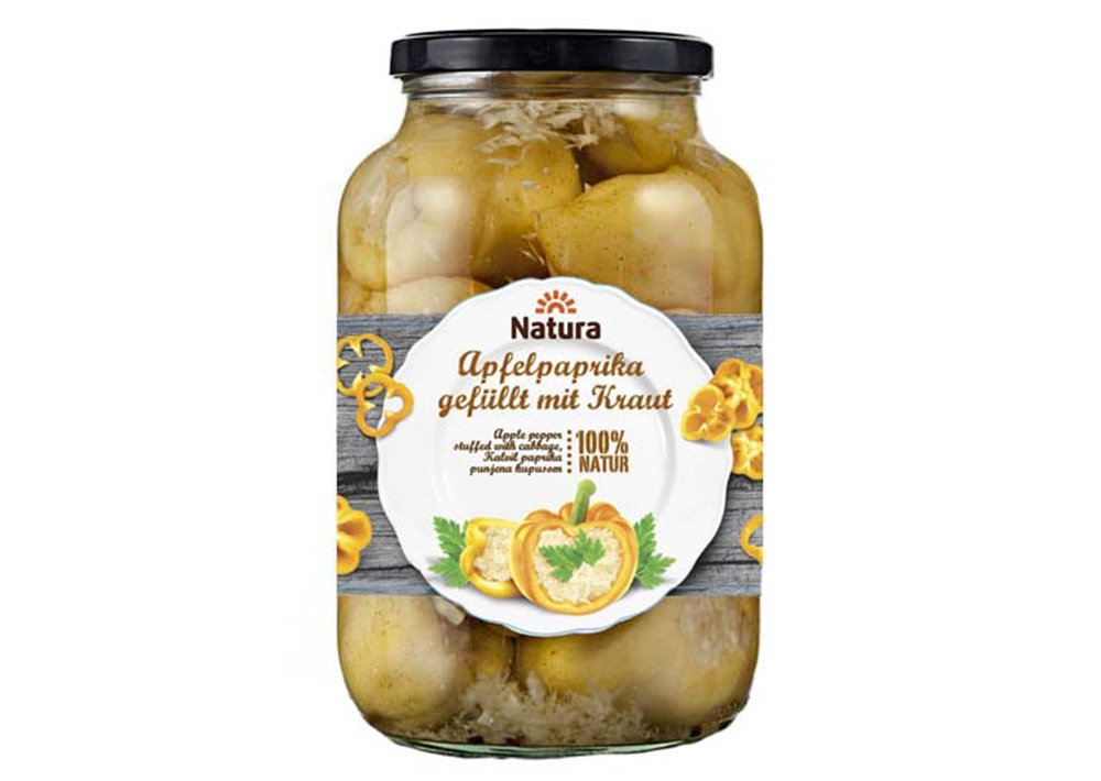 Natura Apfelpaprika Gefüllt mit Kraut - Lahanalı Biber Turşu 2500ml