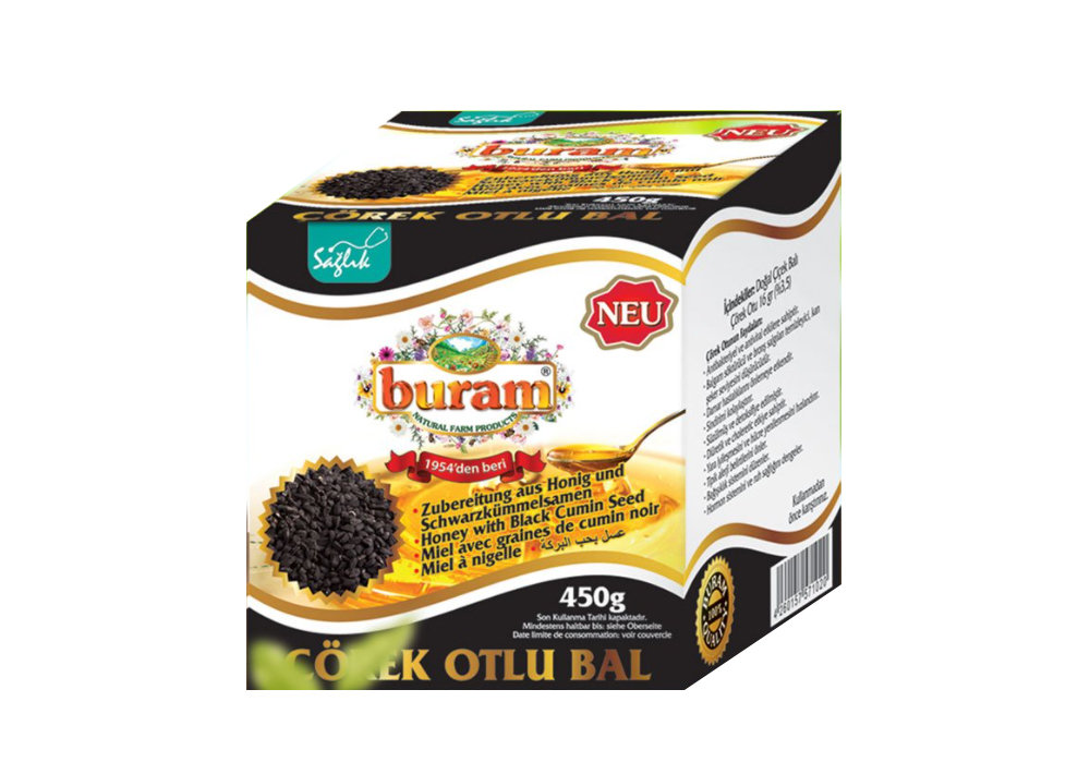Buram Blütenhonig mit Schwarzkümmel - Cörek Otlu Bal 450g