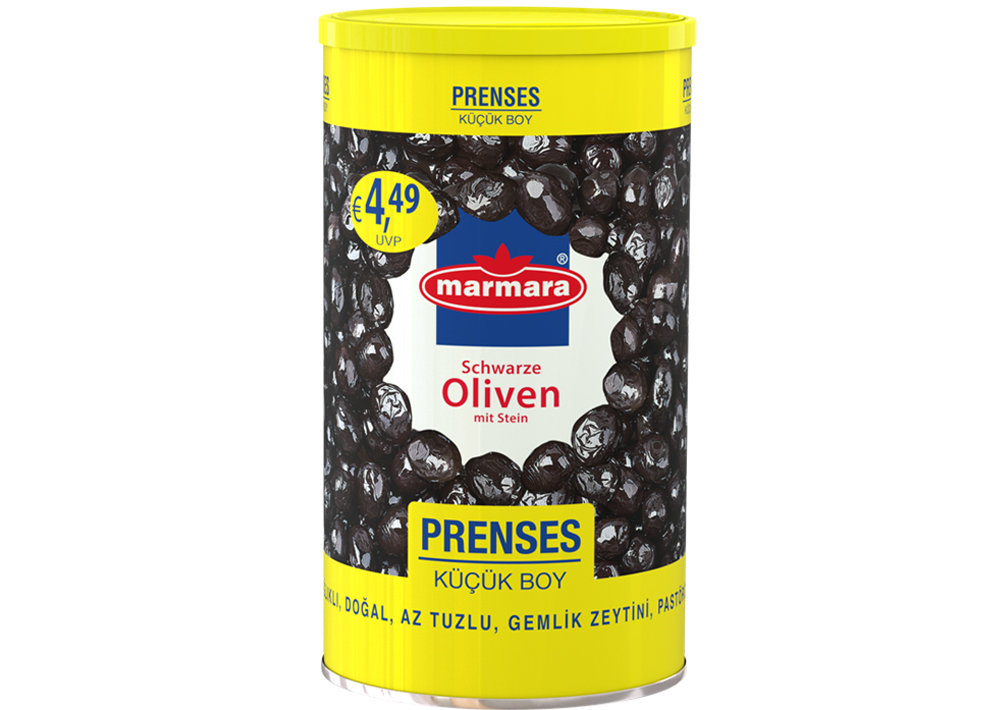 Marmara Prenses Gemlik Schwarze Oliven - Siyah Zeytin Kücük Boy Az Tuzlu 750g