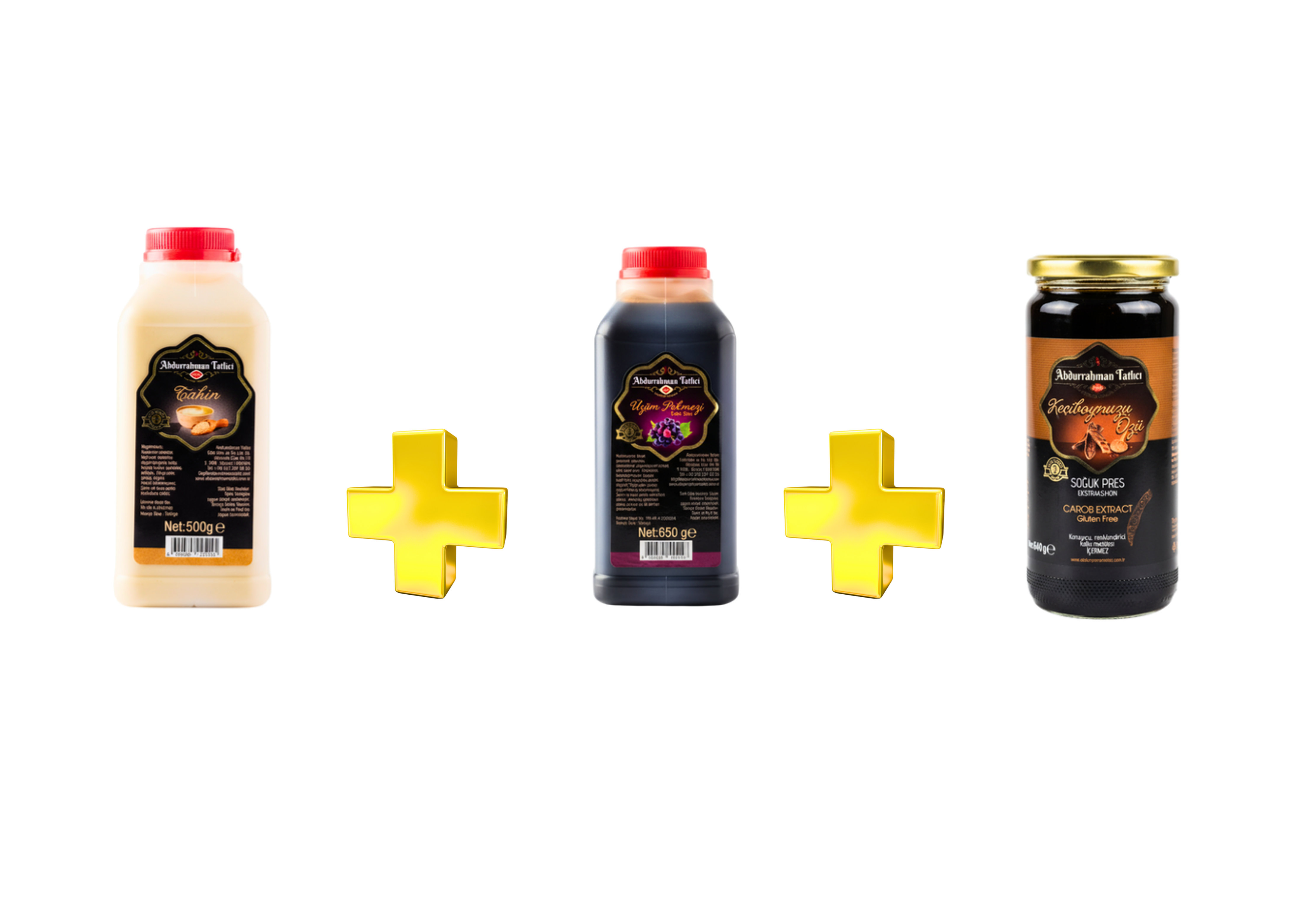 Abdurrahman Tatlıcı 3er Paket Tahin, Traubensirup & Johannisbrotextrakt - Tahin, Üzüm Pekmezi & Keçiboynuzu Özü